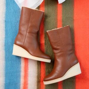 Marion Parke Tucker Leather Wedge Boots 6